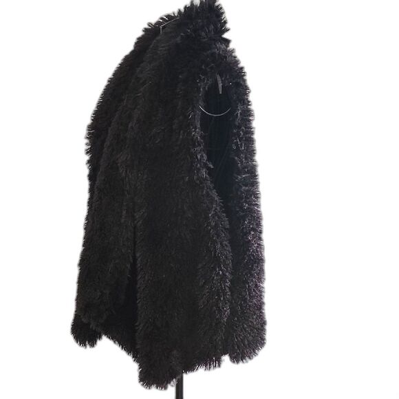 Wynne Collection Women's Plush Teddy Jacket Sz Medium Black Ultra Soft Cozy Glam - Picture 3 of 9